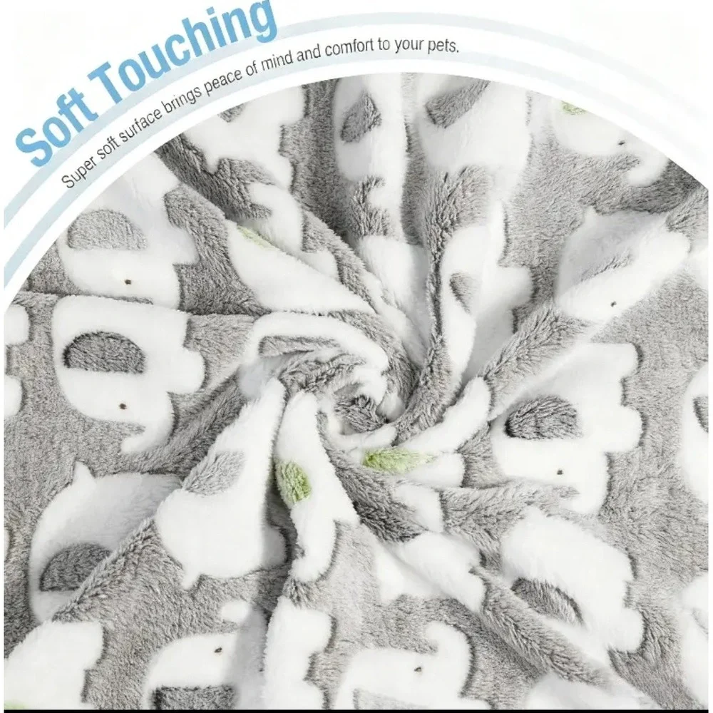Warm Soft Fluffy Premium Fleece Pet Cat Dog Gray Elephant Blanket Mat SMALL 3pk‎